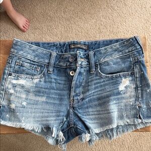 Abercrombie & Fitch Blue Distressed Jean Shorts